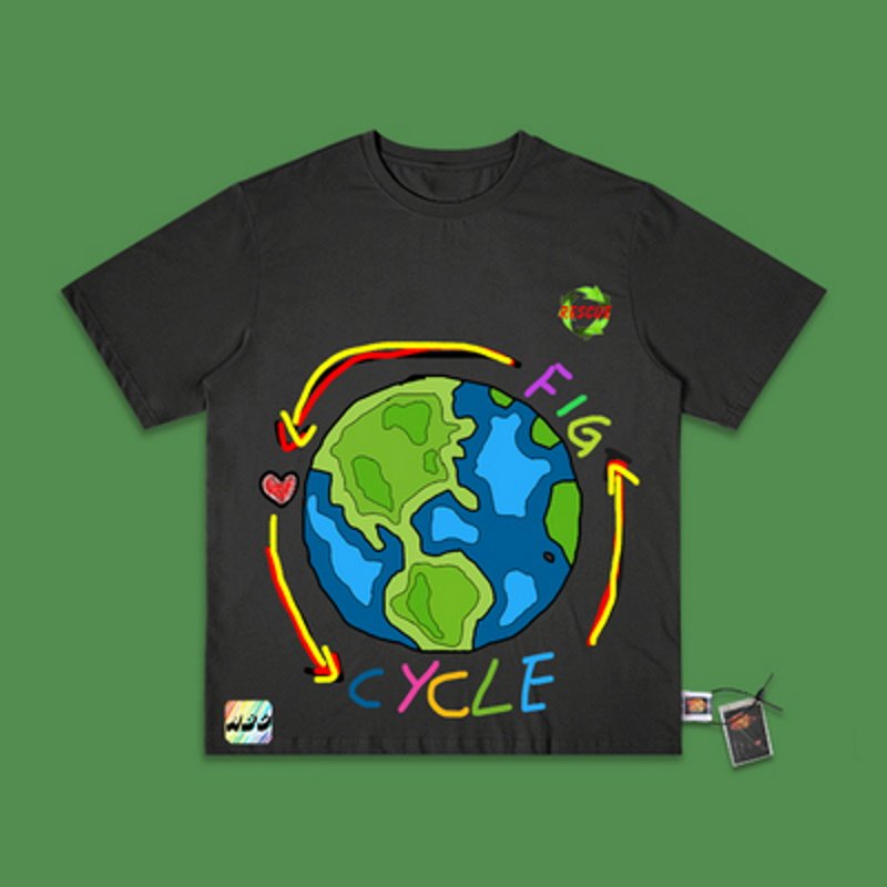 画像5: graffiti earth short-sleeved hand-painted T-shirt ユニセックス 男女兼用グラフィティアースプリント 半袖 Tシャツ (5)