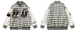画像3: plaid stitching BASEBALL JACKET baseball uniform jacket blouson  ユニセックス 男女兼用チェック ステッチスタジアムジャンパー スタジャン MA-1 ボンバー ジャケット ブルゾン (3)