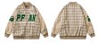 画像4: plaid stitching BASEBALL JACKET baseball uniform jacket blouson  ユニセックス 男女兼用チェック ステッチスタジアムジャンパー スタジャン MA-1 ボンバー ジャケット ブルゾン (4)