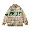 画像2: plaid stitching BASEBALL JACKET baseball uniform jacket blouson  ユニセックス 男女兼用チェック ステッチスタジアムジャンパー スタジャン MA-1 ボンバー ジャケット ブルゾン (2)