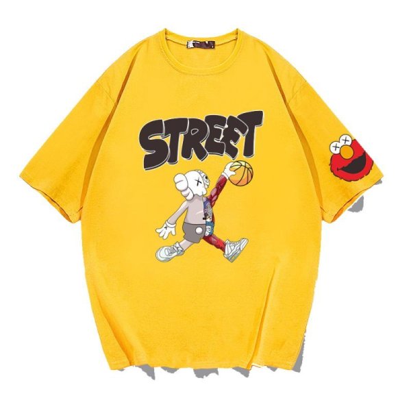 画像1:  kaws Basketball x Sesame Street Print T-shirtT-shirt　ユニセックス 男女兼用カウズバスケット×セサミストリートプリント 半袖 Tシャツ (1)