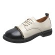 画像7: women's British style lace-up small leather shoes Flat Pumps　チェーン付きバイカラーレースアップ フラットブリティッシュオックスフォードシューズ パンプス　 (7)