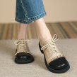 画像6: women's British style lace-up small leather shoes Flat Pumps　チェーン付きバイカラーレースアップ フラットブリティッシュオックスフォードシューズ パンプス　 (6)