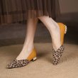 画像4: women's Leopard print pointed flat shoes with heel pearls　ヒールパール付きヒョウ柄ポインテッド フラットパンプス　バレーシューズ  (4)