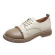 画像2: women's British style lace-up small leather shoes Flat Pumps　チェーン付きバイカラーレースアップ フラットブリティッシュオックスフォードシューズ パンプス　 (2)