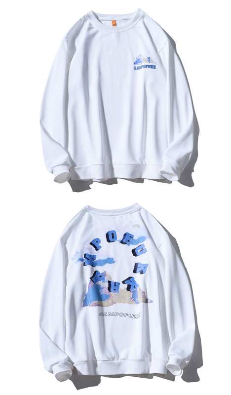 画像6: Circle logo & mountain Long Sleeve round neck Sweatshirt ユニセックス男女兼用サークルロゴ&マウンテンスウェット トレーナー (6)