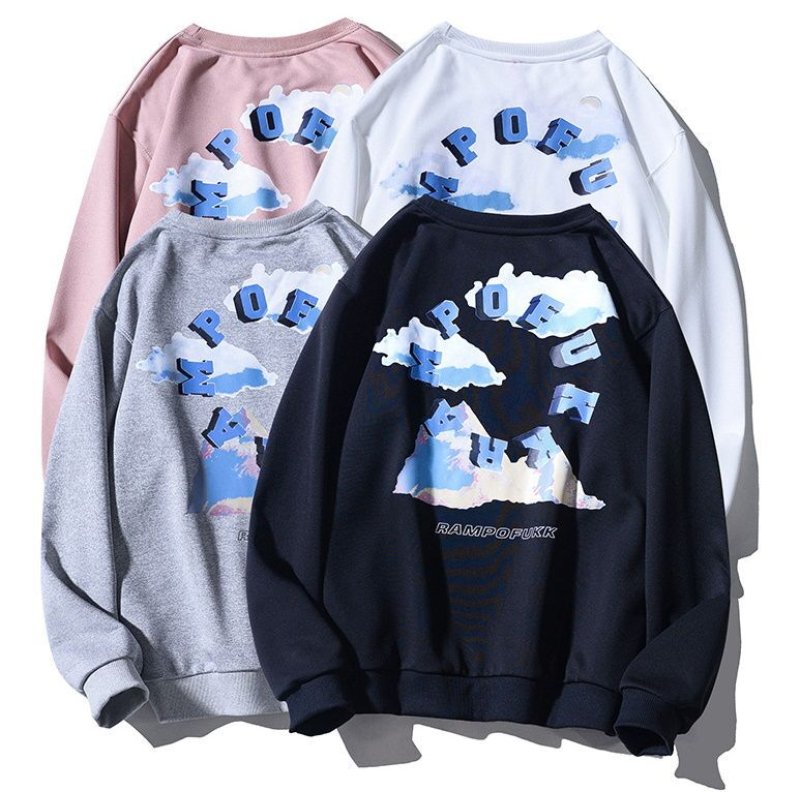 画像9: Circle logo & mountain Long Sleeve round neck Sweatshirt ユニセックス男女兼用サークルロゴ&マウンテンスウェット トレーナー (9)