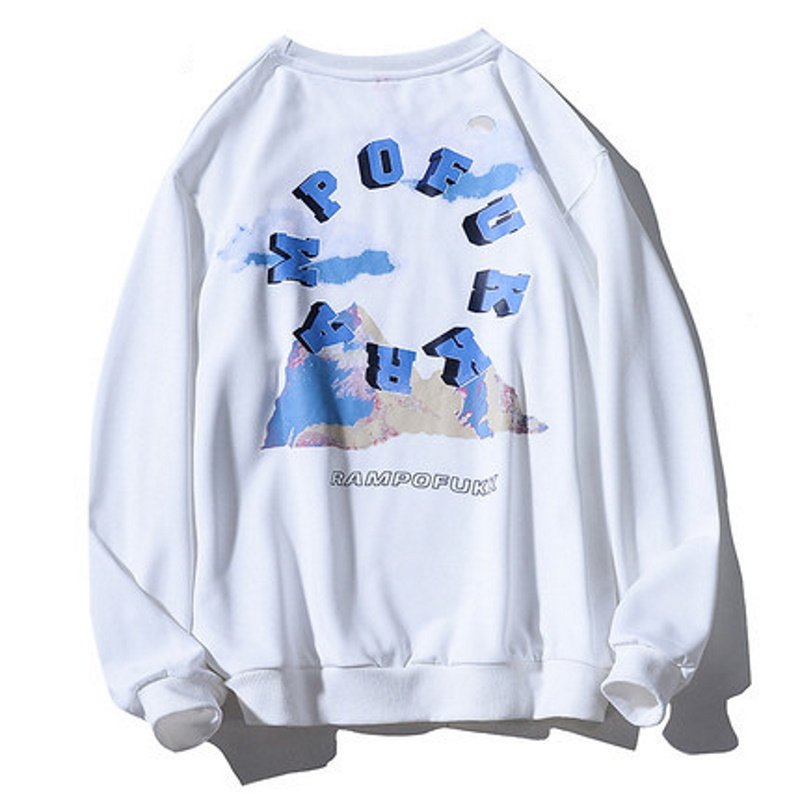 画像2: Circle logo & mountain Long Sleeve round neck Sweatshirt ユニセックス男女兼用サークルロゴ&マウンテンスウェット トレーナー (2)