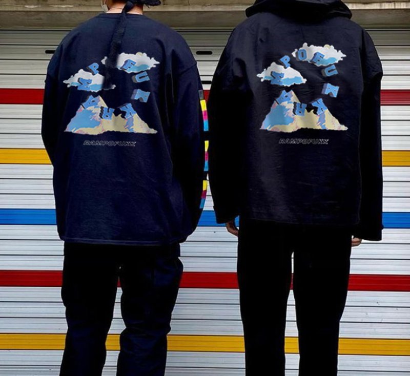 画像10: Circle logo & mountain Long Sleeve round neck Sweatshirt ユニセックス男女兼用サークルロゴ&マウンテンスウェット トレーナー (10)