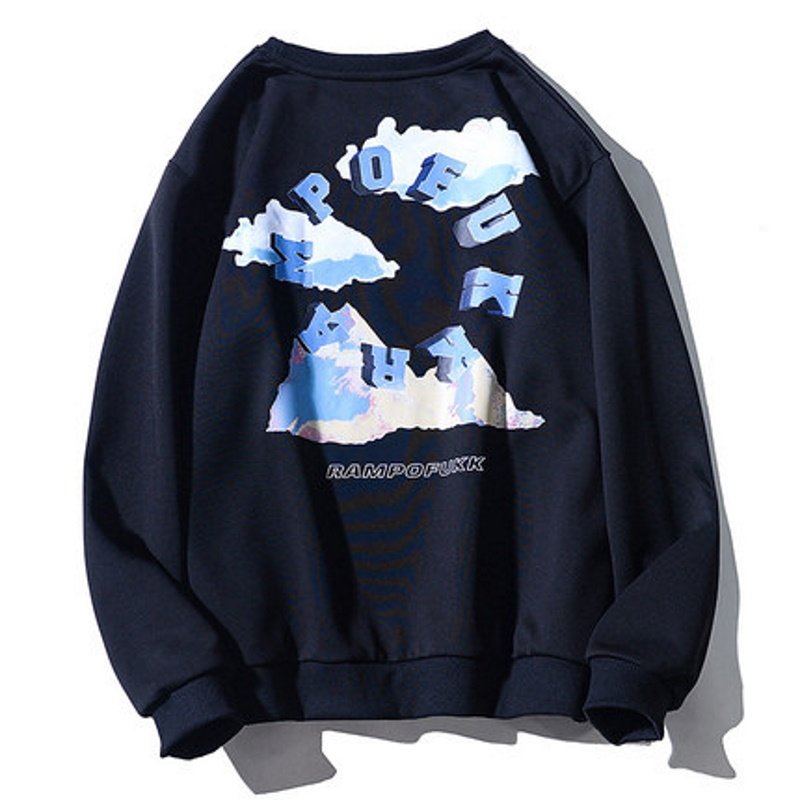 画像4: Circle logo & mountain Long Sleeve round neck Sweatshirt ユニセックス男女兼用サークルロゴ&マウンテンスウェット トレーナー (4)