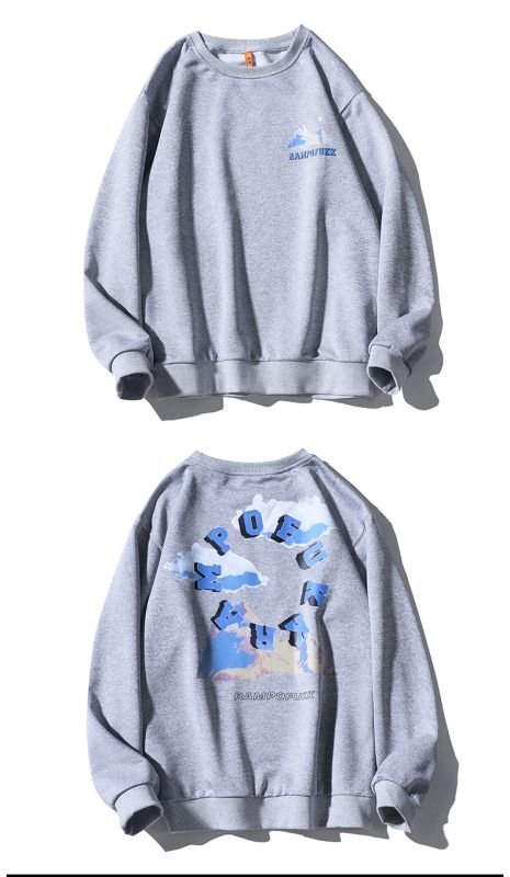 画像7: Circle logo & mountain Long Sleeve round neck Sweatshirt ユニセックス男女兼用サークルロゴ&マウンテンスウェット トレーナー (7)