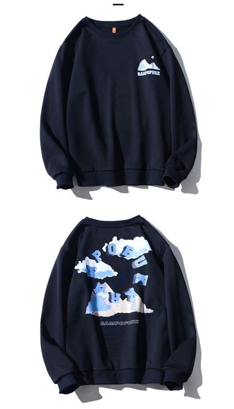 画像8: Circle logo & mountain Long Sleeve round neck Sweatshirt ユニセックス男女兼用サークルロゴ&マウンテンスウェット トレーナー (8)