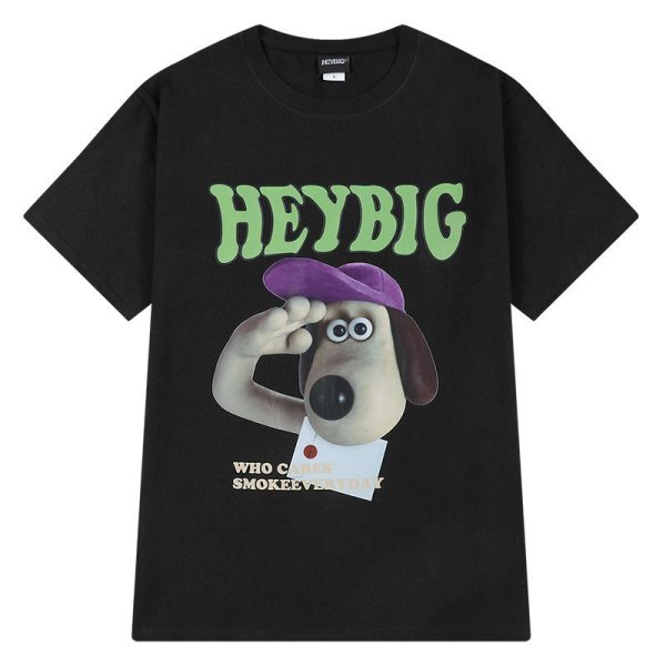 画像1: HEY BIG dog print T-shirt 　ユニセックス 男女兼用HEY BIGドッグプリント 半袖 Tシャツ (1)