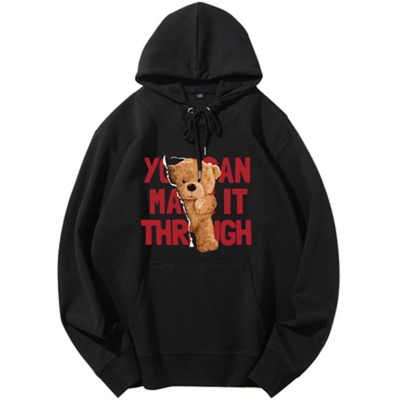 画像2:  men and women Logo & teddy bear Hoodie Sweatshirt ユニセックス男女兼用ロゴ&ベア熊フーディパーカースウェット  (2)