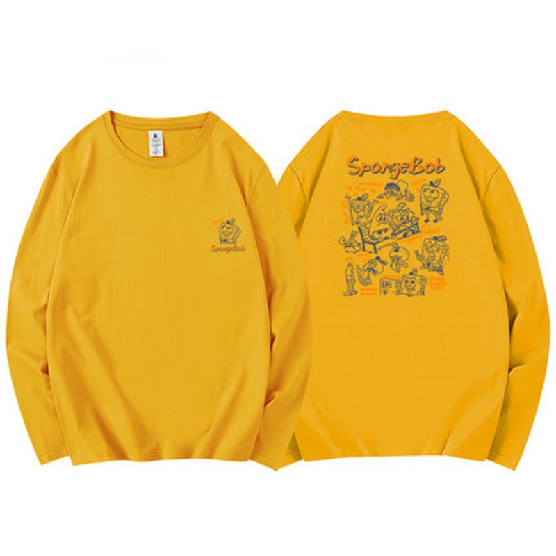 画像4: Sponge Bob Long Sleeve print T-shirt  ユニセックス 男女兼用スポンジボブプリント 長袖 Tシャツ (4)