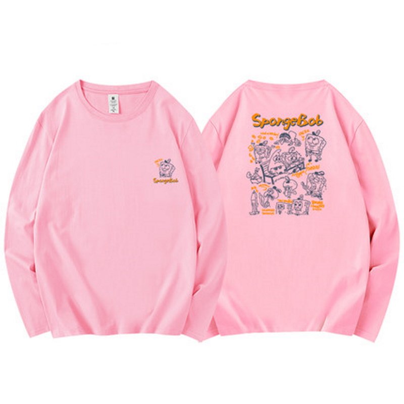 画像10: Sponge Bob Long Sleeve print T-shirt  ユニセックス 男女兼用スポンジボブプリント 長袖 Tシャツ (10)