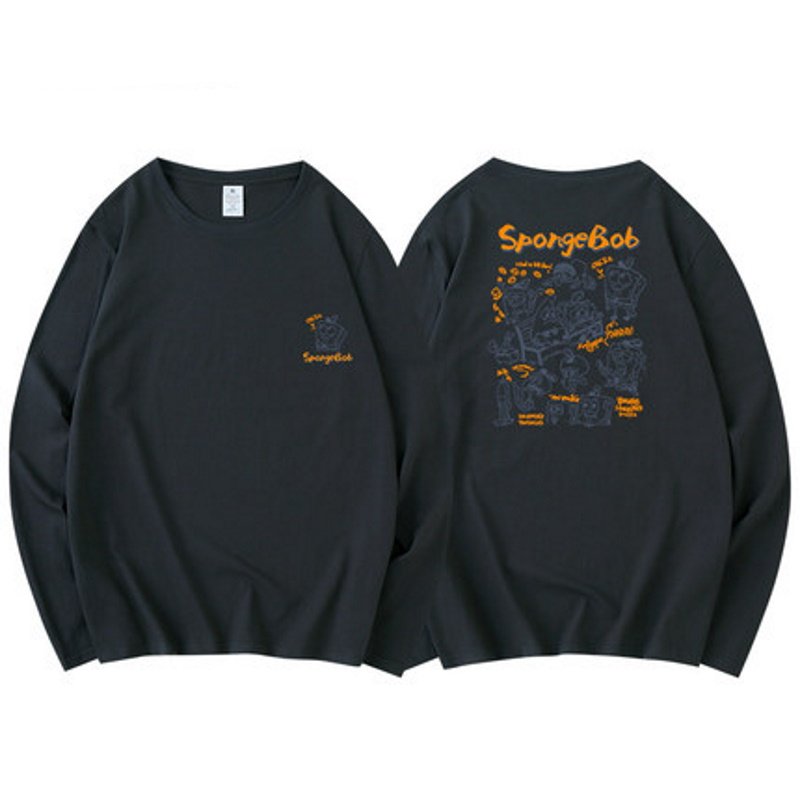 画像3: Sponge Bob Long Sleeve print T-shirt  ユニセックス 男女兼用スポンジボブプリント 長袖 Tシャツ (3)