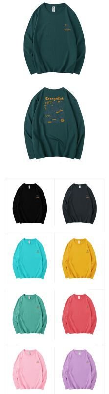 画像13: Sponge Bob Long Sleeve print T-shirt  ユニセックス 男女兼用スポンジボブプリント 長袖 Tシャツ (13)