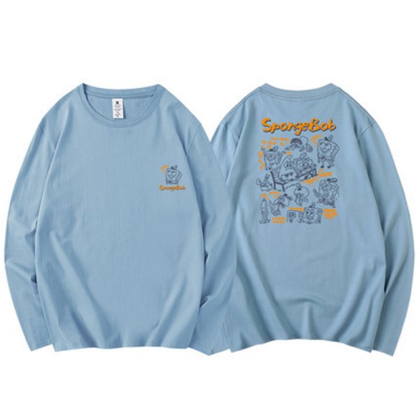 画像1: Sponge Bob Long Sleeve print T-shirt 　ユニセックス 男女兼用スポンジボブプリント 長袖 Tシャツ (1)
