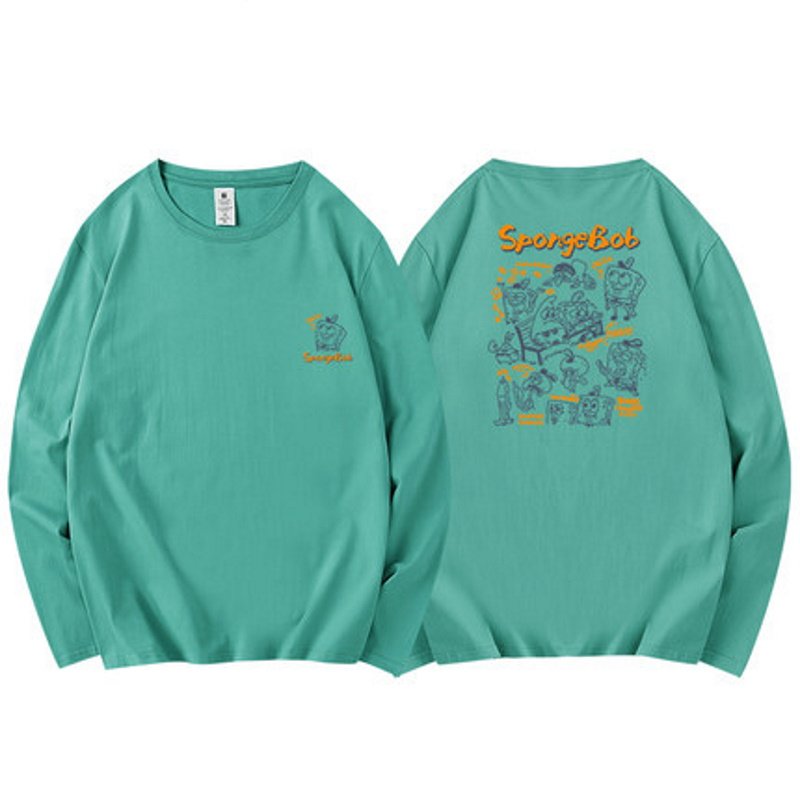 画像11: Sponge Bob Long Sleeve print T-shirt  ユニセックス 男女兼用スポンジボブプリント 長袖 Tシャツ (11)
