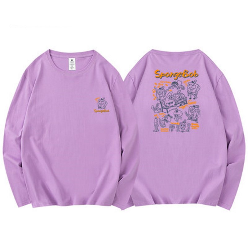 画像9: Sponge Bob Long Sleeve print T-shirt  ユニセックス 男女兼用スポンジボブプリント 長袖 Tシャツ (9)