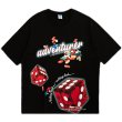 画像1: ADVENTURER logo & dice print loose casual short-sleeved T-shirt　ユニセックス 男女兼用ADVENTURERロゴ＆ダイス半袖 Tシャツ (1)