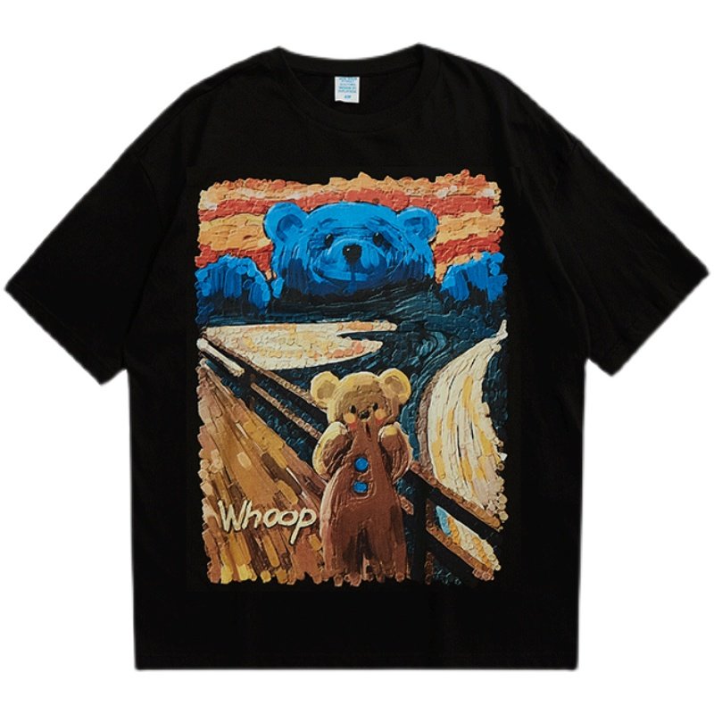 画像2: Munch's Scream Parody Bear T-shirt　ユニセックス 男女兼用ムンクの叫びパロディーベア熊 半袖 Tシャツ (2)