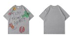 画像4: hand-painted graffiti English smiley cactus loose short-sleeved T-shirt　ユニセックス 男女兼用グラフィティスマイリーサボテン半袖 Tシャツ (4)