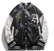 画像6: Leather earth embroidery BASEBALL JACKET baseball uniform jacket blouson  ユニセックス 男女兼用レザーアース刺繍スタジアムジャンパー スタジャン MA-1 ボンバー ジャケット ブルゾン (6)