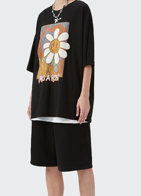 画像4:  daisy smiley short-sleeved T-shirt ユニセックス 男女兼用デイジースマイル半袖 Tシャツ (4)