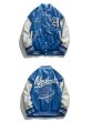画像8: Leather earth embroidery BASEBALL JACKET baseball uniform jacket blouson  ユニセックス 男女兼用レザーアース刺繍スタジアムジャンパー スタジャン MA-1 ボンバー ジャケット ブルゾン (8)