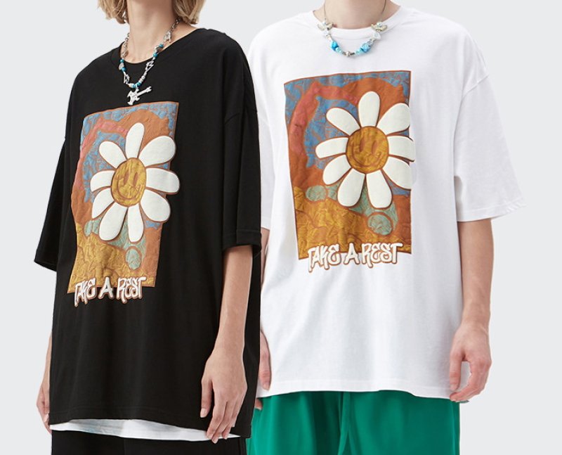 画像6:  daisy smiley short-sleeved T-shirt ユニセックス 男女兼用デイジースマイル半袖 Tシャツ (6)