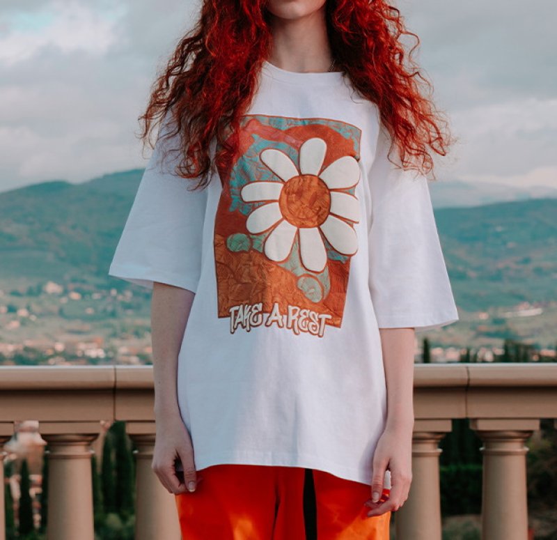 画像5:  daisy smiley short-sleeved T-shirt ユニセックス 男女兼用デイジースマイル半袖 Tシャツ (5)