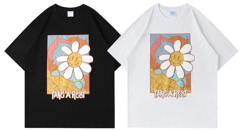 画像8:  daisy smiley short-sleeved T-shirt ユニセックス 男女兼用デイジースマイル半袖 Tシャツ (8)