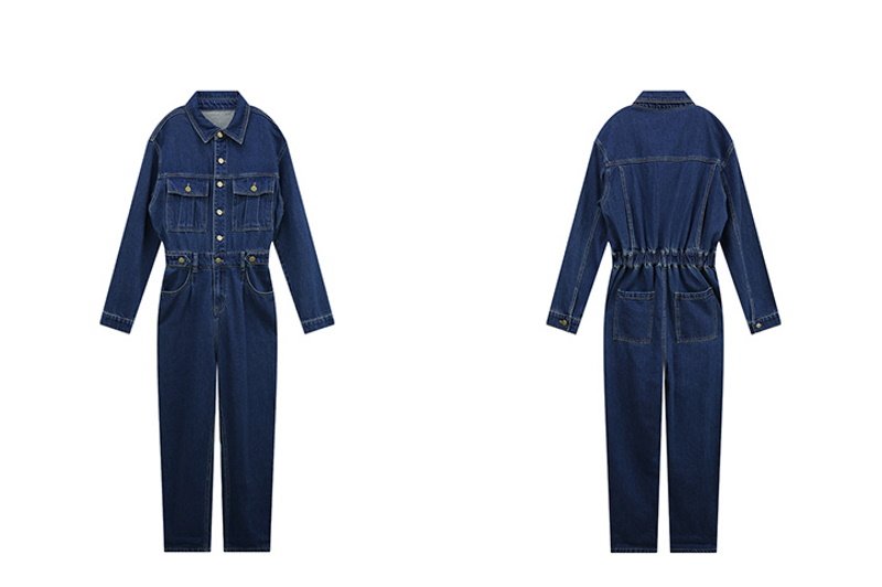 画像5: Denim high waist jumpsuit coverall デニムハイウエストジャンプスーツつなぎ (5)