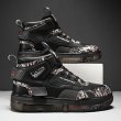 画像3: graphic High Top Sneakers　グラフィックハイカットレザースニーカー レースアッープ スニーカー (3)