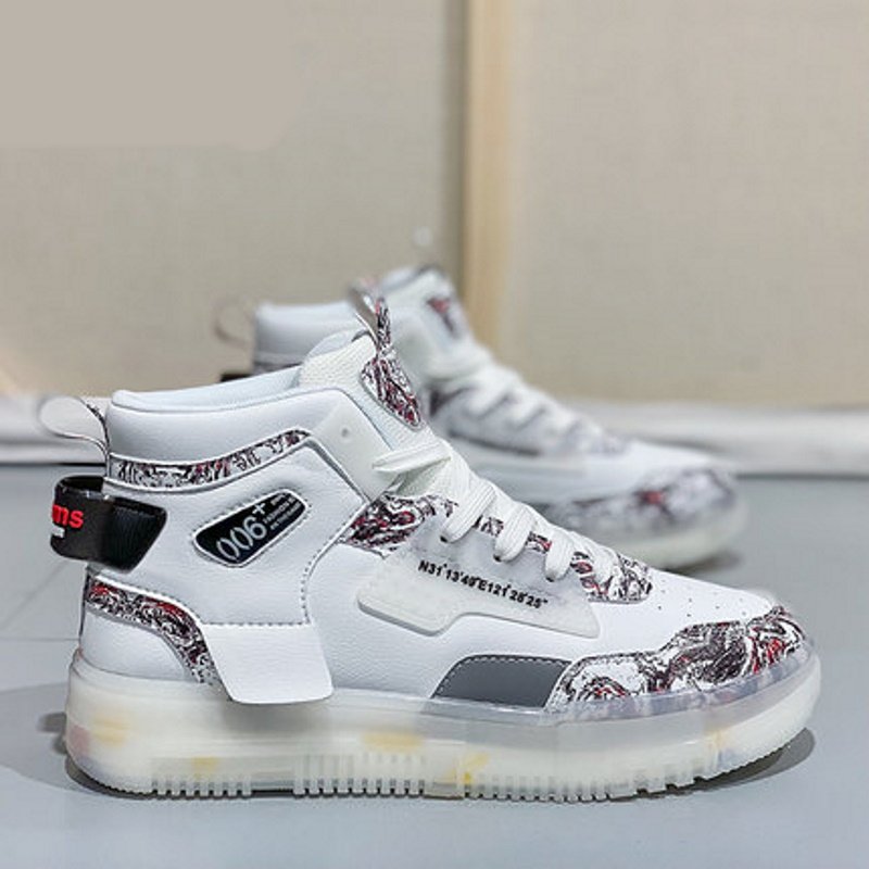 画像2: graphic High Top Sneakers グラフィックハイカットレザースニーカー レースアッープ スニーカー (2)