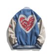 画像6: Logo heart embroidery BASEBALL JACKET baseball uniform jacket blouson  ユニセックス 男女兼用ロゴハート刺繍スタジアムジャンパー スタジャン MA-1 ボンバー ジャケット ブルゾン (6)