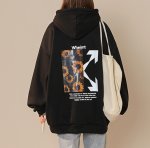 画像5: sunflower letter print hooded ユニセックス 男女兼用サンフラワー＆レターフーディー パーカー (5)