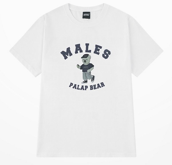 画像1:  healing cartoon bear print short sleeve t-shirt　ユニセックス 男女兼用ベアプレイヤー熊プリント半袖Tシャツ (1)