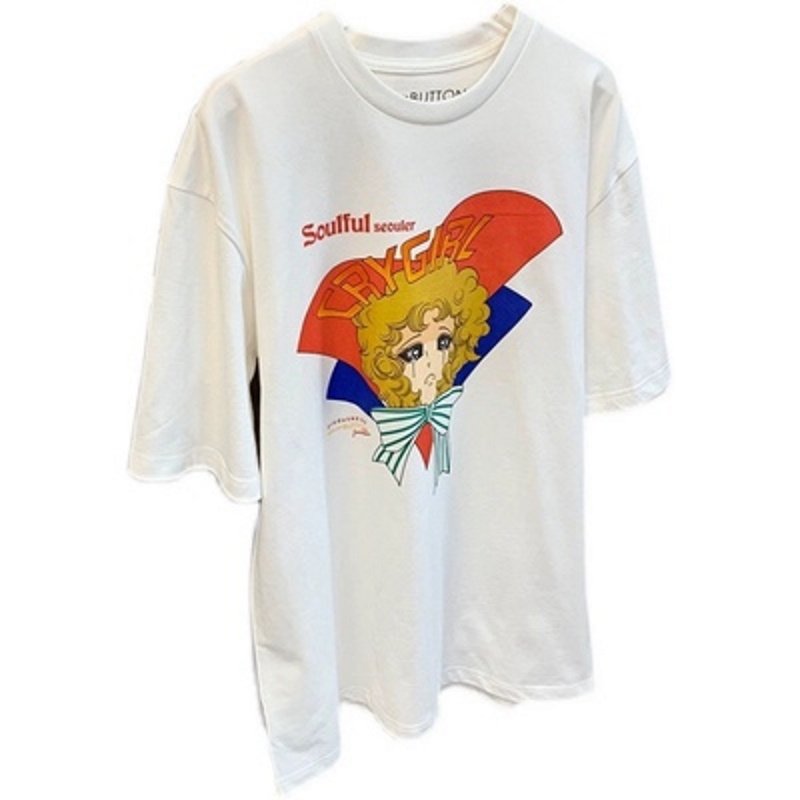 画像9: Crying girl print T-SHIRT  クライングガール 少女ペイント半袖Tシャツ  (9)