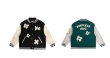 画像8: harsh and cruel small flower BASEBALL JACKET baseball uniform jacket blouson  ユニセックス 男女兼用スモールフラワータジアムジャンパー スタジャン MA-1 ボンバー ジャケット ブルゾン (8)