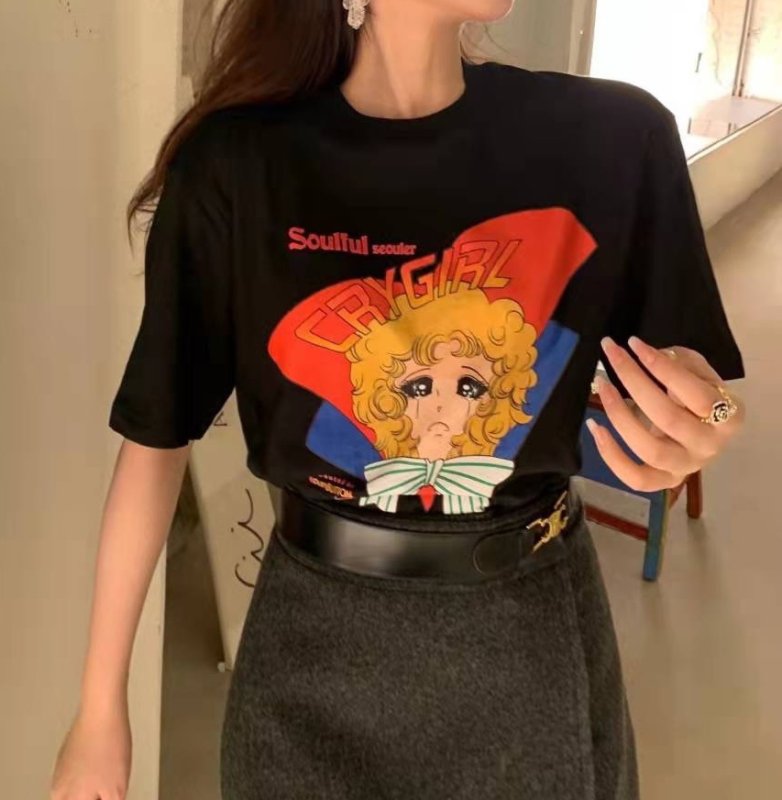 画像5: Crying girl print T-SHIRT  クライングガール 少女ペイント半袖Tシャツ  (5)