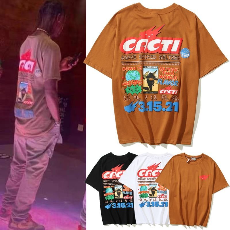 画像7: Travis Scott Cacti Down To Earth short-sleeved T-shirt ユニセックス 男女兼用Down To Earthジョイント半袖Tシャツ (7)