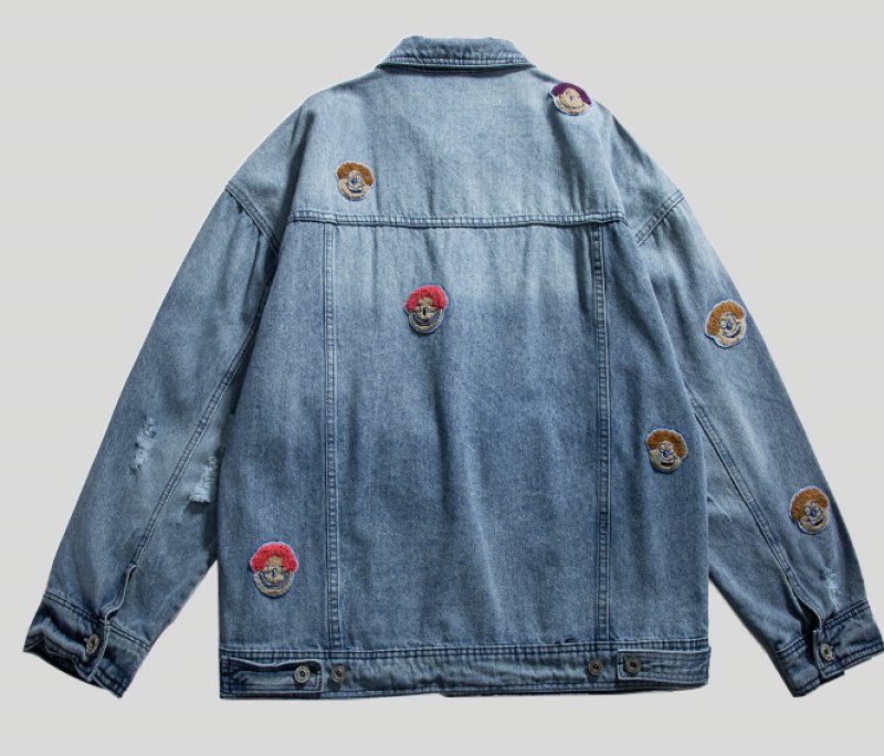 画像11: Comic emblem damage G Jean jacket blouson  ユニセックス 男女兼用 コミックエンブレムダメージウォッシュデニムスジャケット Gジャン ブルゾン (11)