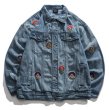 画像1: Comic emblem damage G Jean jacket blouson  ユニセックス 男女兼用 コミックエンブレムダメージウォッシュデニムスジャケット Gジャン ブルゾン (1)