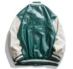 画像4: Mountin embroidered leather BASEBALL JACKET baseball uniform jacket blouson  ユニセックス 男女兼用マウンティン刺繍レザースタジアムジャンパー スタジャン MA-1 ボンバー ジャケット ブルゾン (4)