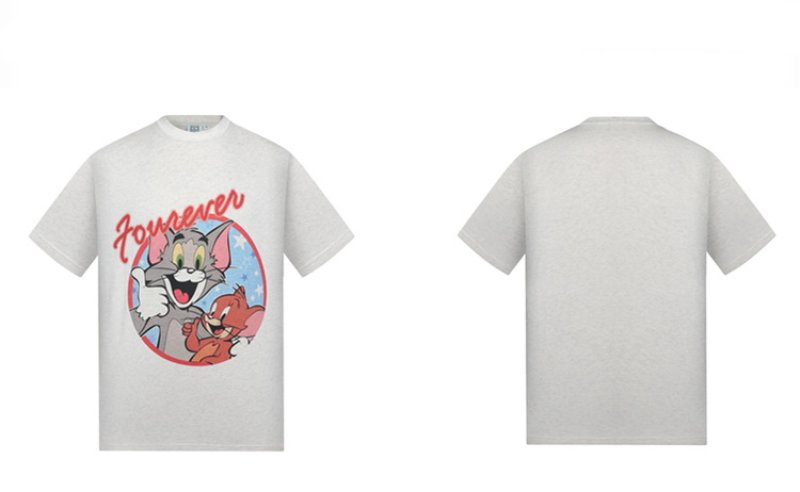 画像2: Oversized Tom and Jerry Short Sleeve T-shirt ユニセックス 男女兼用オーバーサイズトムとジェリートム&ジェリープリント半袖Tシャツ (2)