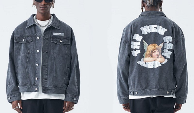 画像2: Circle Alphabet & Angel Denim G Jean jacket blouson  ユニセックス 男女兼用サークルアルファベット&天使 デニムスジャケット Gジャン ブルゾン (2)