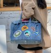 画像7: Pop emblem quilted denim Tote Shoulder 2WAY bag  ポップエンブレム付きデニムキルティングトートショルダー2WAYバッグ (7)